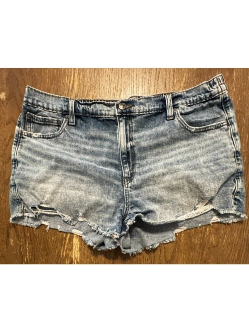 Aerie Daydream Denim Shorts distressed Elastic Waist light wash Blue XL